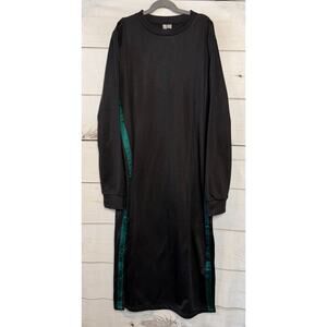 ASOS Black Maxi Dress Silky Size 8‎ Green Side Stripes Easy